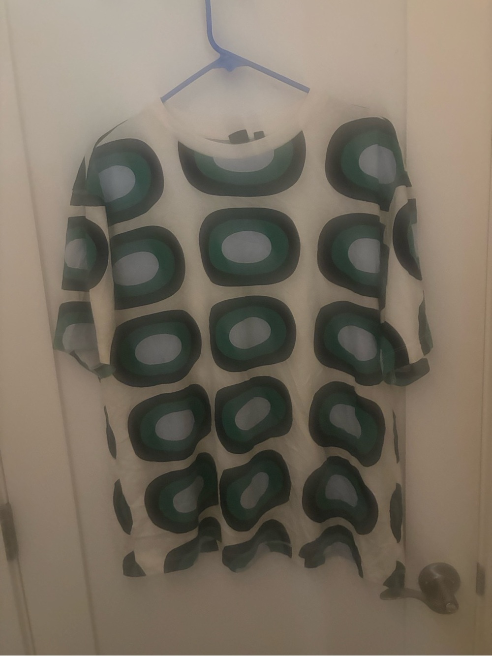 Marimekko for Uniqlo White Tunic with Green and Black Geometric Print